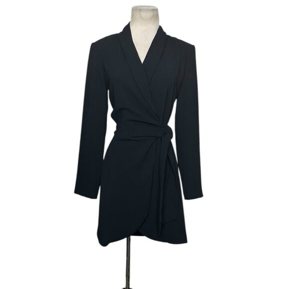 Zara black long sleeves mini wrap dress size XS - Picture 1 of 14